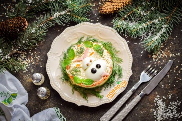 Салат с ветчиной и корейской морковью на год Быка