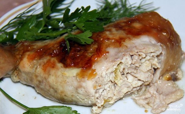Фаршированные куриные окорочка без кости