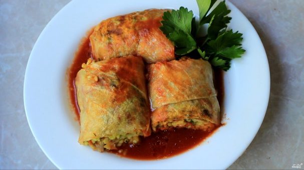 Постные голубцы с шампиньонами