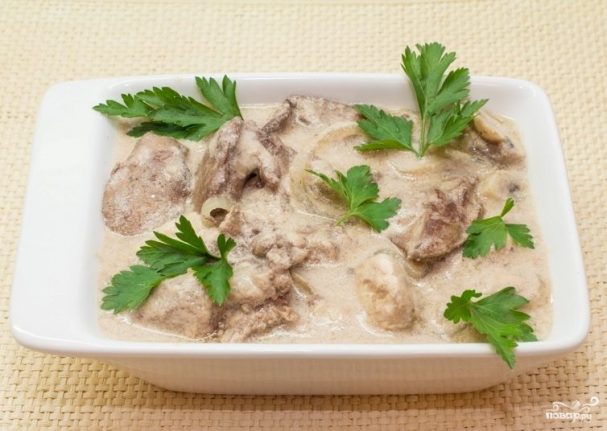 Печень в сливках в мультиварке Печень в сливках в мультиварке