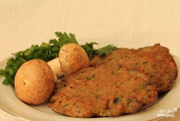 Печеночные котлеты с грибами