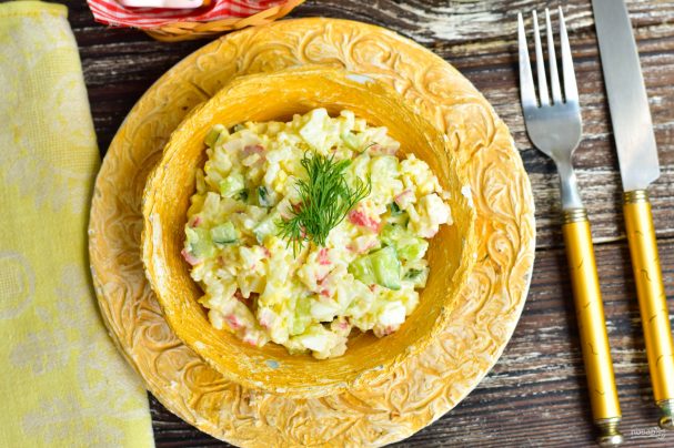Салат с крабовым мясом по ГОСТу Салат с крабовым мясом по ГОСТу